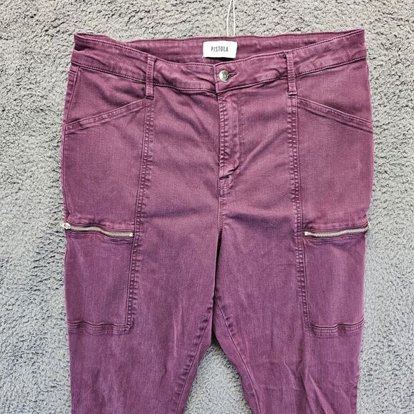 Pistola Jeans Women Size 32 Purple Cargo‎ Skinny Stretch High Rise - Picture 2 of 9
